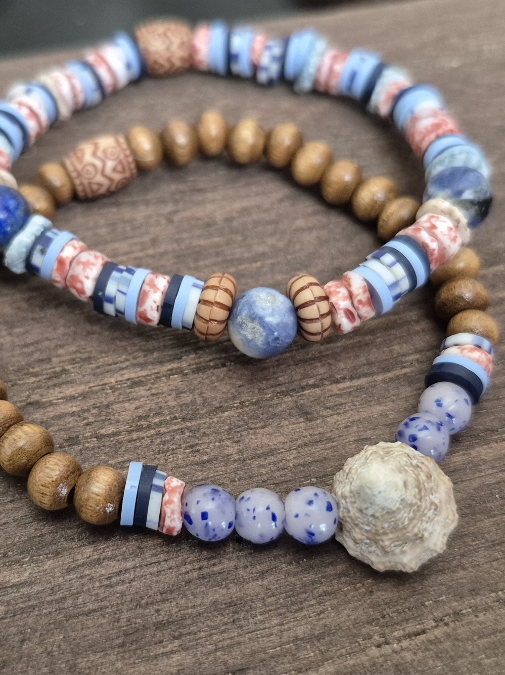 Handmade Heishi And Blue Lapis Lazuli Braclet!